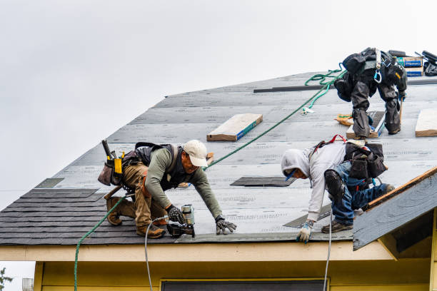 Professional Gutter Installation technician working in Columbia, IA